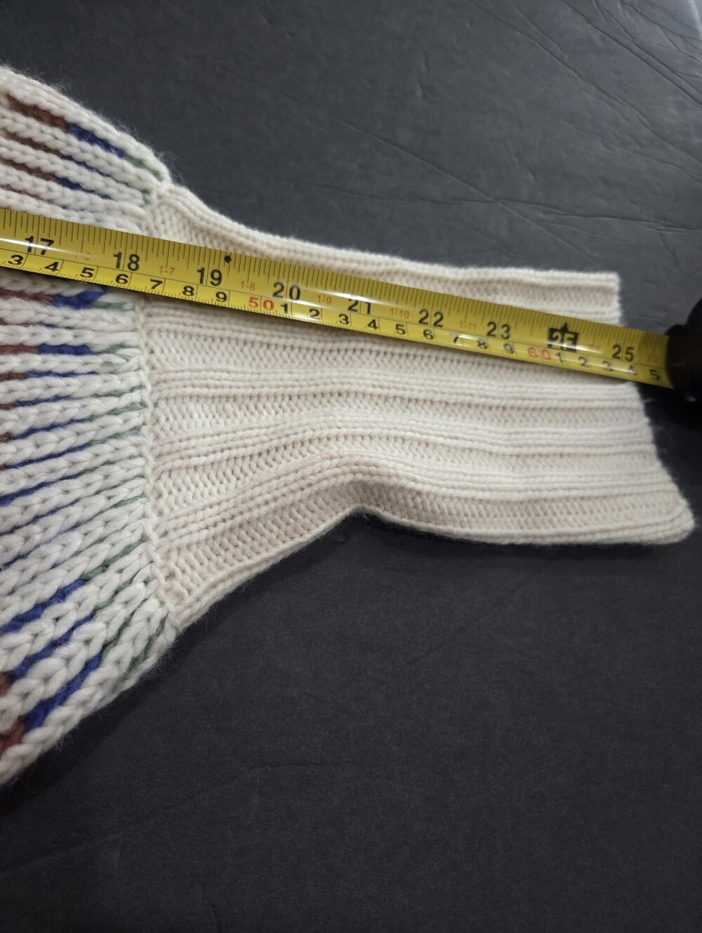 Farm Rio Bold Stitch Cream Multi-Striped V-Neck Button Cardigan Sweater Sz.M - Picture 7 of 12